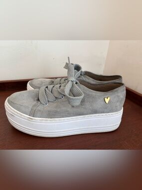 Hannan Sneakers by Nataly Mendez Grey Sueded Platform Sneakers